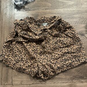 Aerie Brown Leopard Print Shorts with bow belt